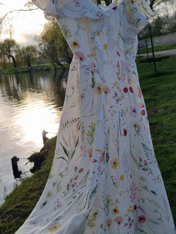 Rochie femei din in imprimat