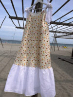 Rochie maxi din in cu funda