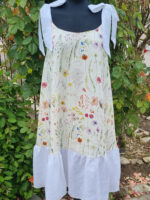 Rochie maxi din in cu funda