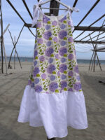 Rochie maxi din in cu funda