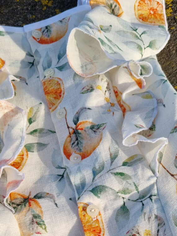 Rochie fetite din in imprimat