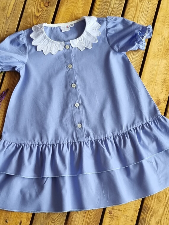 Rochie poplin cu guleras brodat