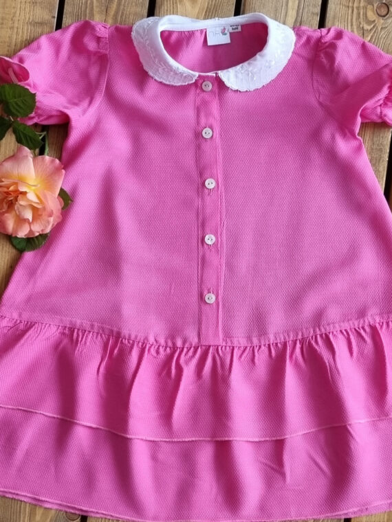 Rochie poplin cu guleras brodat